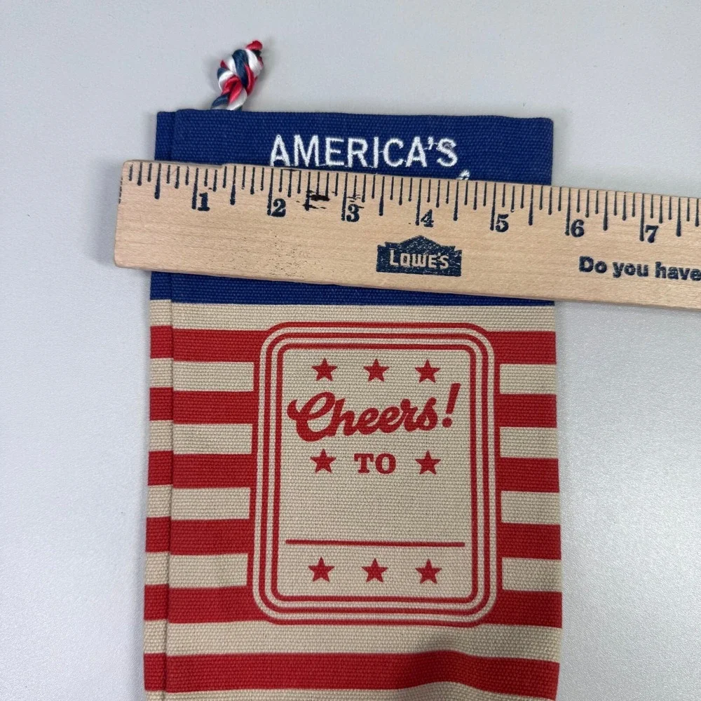 Tito's Handmade Vodka Austin Texas Cloth Drawstring Bottle Sack Bag Patriotic